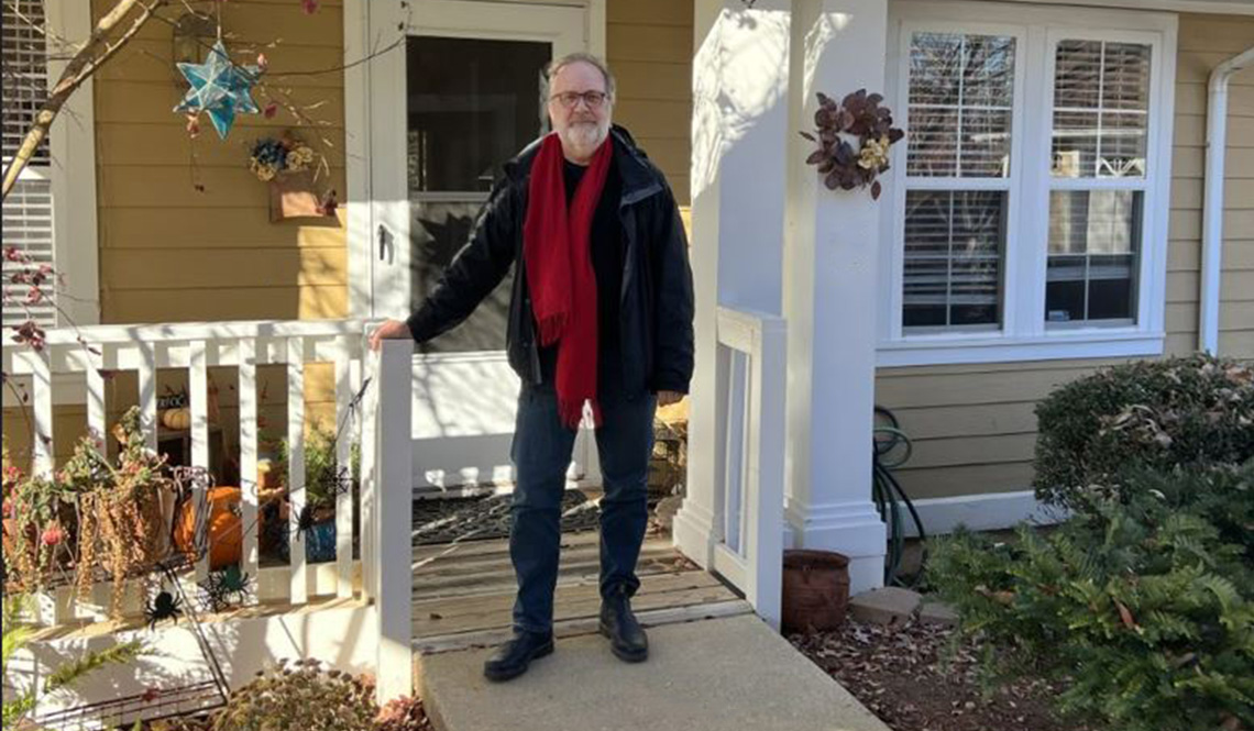 Universal design expert Richard Duncan stands in front of his zero-step-entrance home