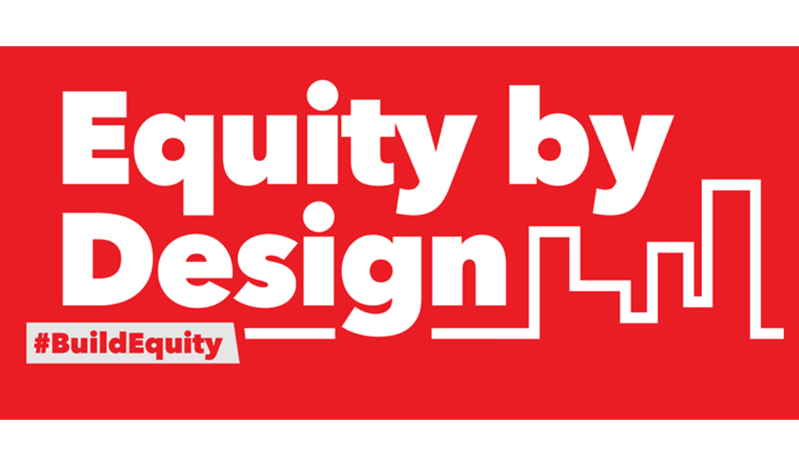 Red and white logo for the Equity by Design 