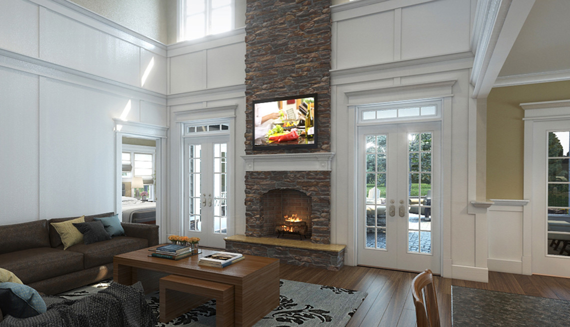 Living Room, Television, Fireplace, Furniture, Residence, Livable Communities, 2014 Home For Life