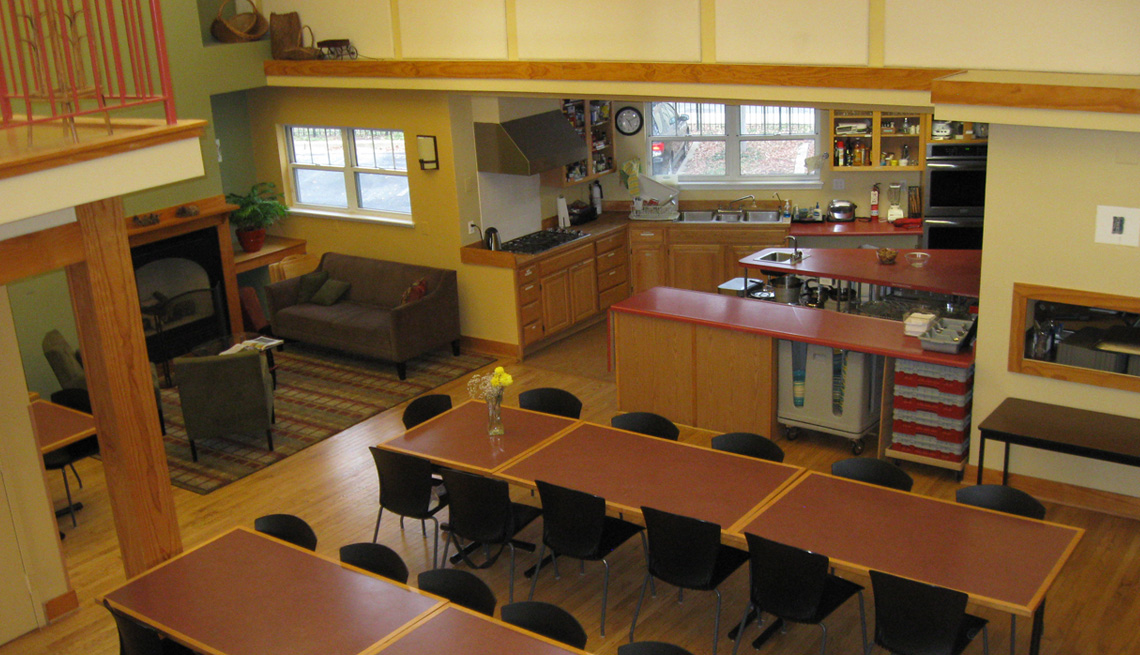 Common House, Great Room, Kitchen, Table, Chairs, Livable Communities, Co-Housing