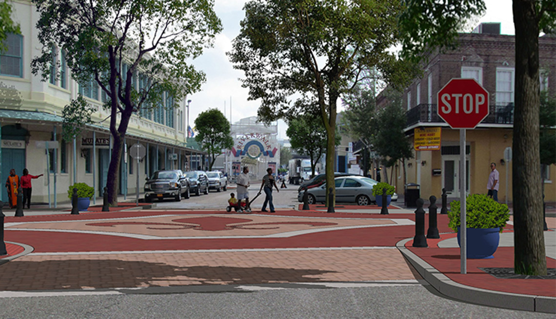 New Orleans Louisiana After Photo, Rendered Drawing, Renovation, Urban Street, Livable Communities