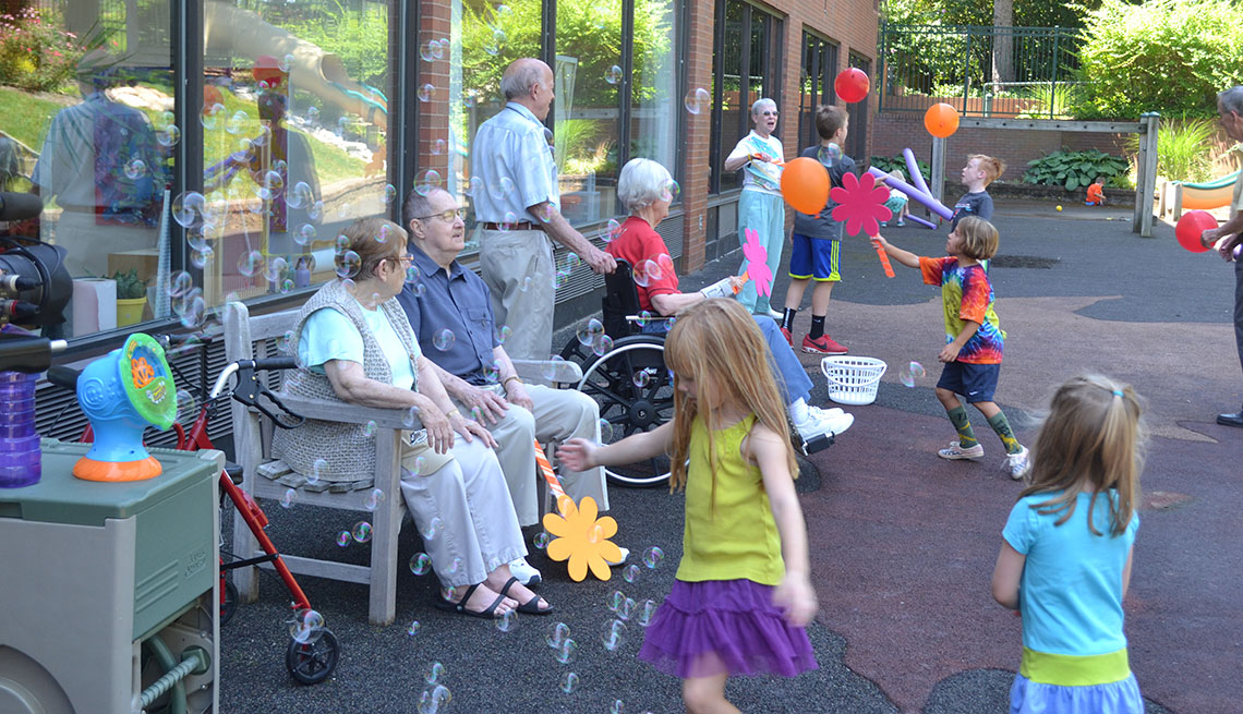 Maple Knoll Village, Senior Citizens, Children, Playing, Grandfriends, Retirement Community, Livable Communities, Build Bonds Across Generations