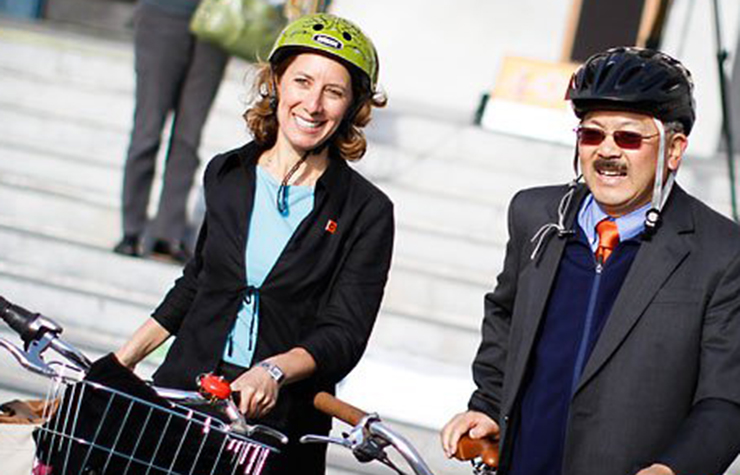 Leah Shahum, founder and director of the Vision Zero Network, and San Francisco Mayor Edwin Lee