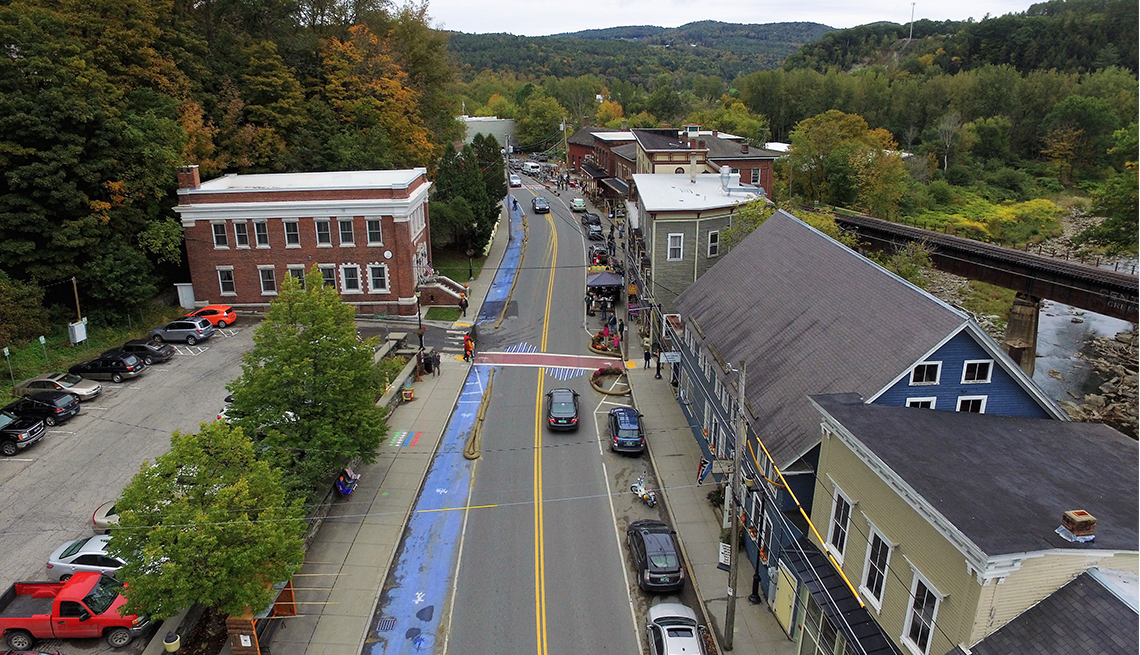 Main Street Bethel as seen from above.