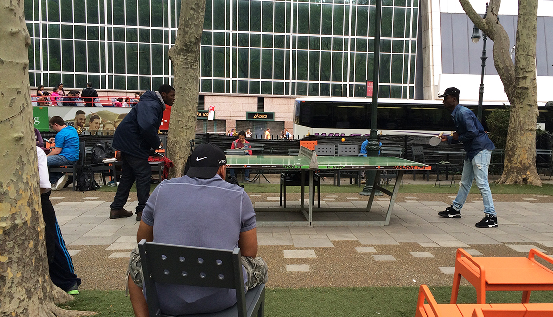 Public pingpong in New York City's Bryant Park