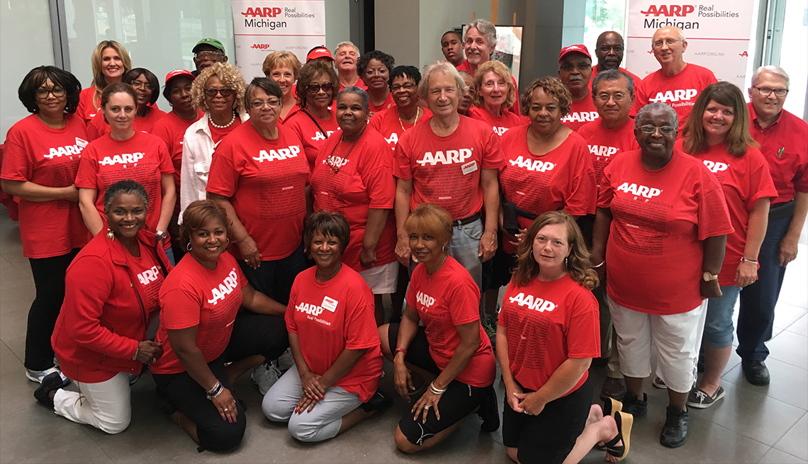 A team photo of AARP Michigan staff and volunteers.