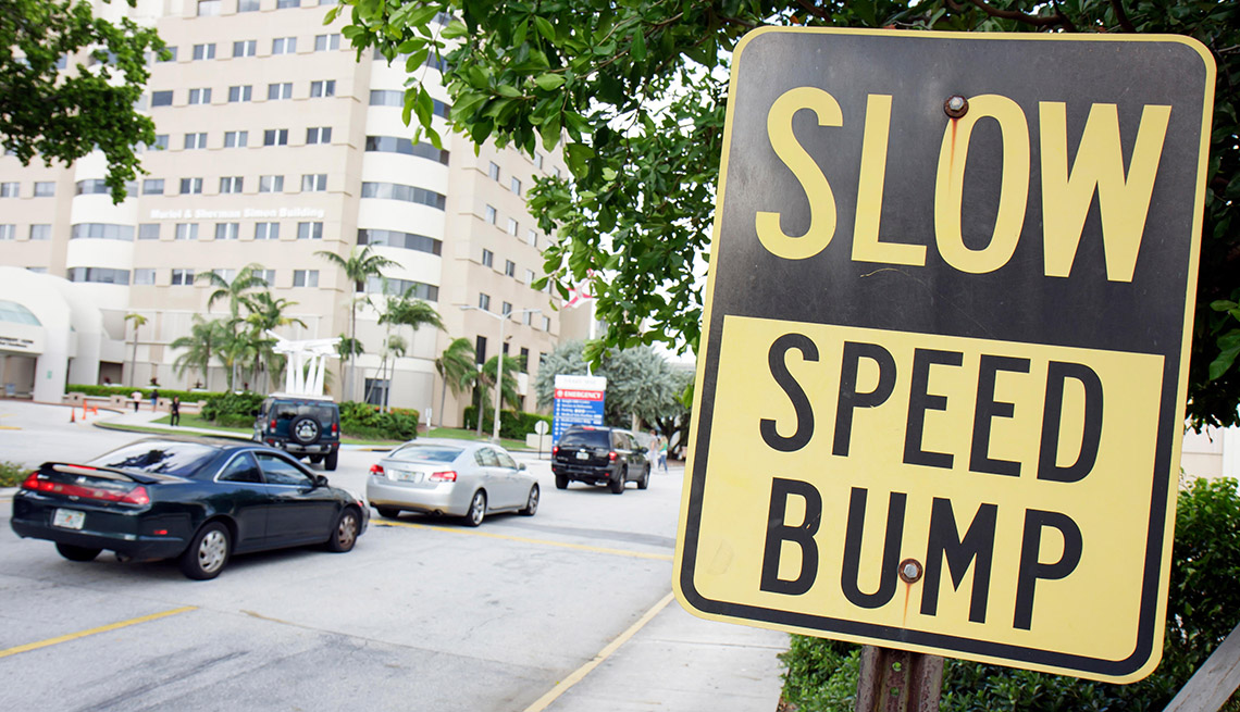 Speedbump, Slow Road Sign, Traffic, Street, City, Miami, Florida, AARP Livable Communities, Vision Zero Network, Interview With Leah Shahum