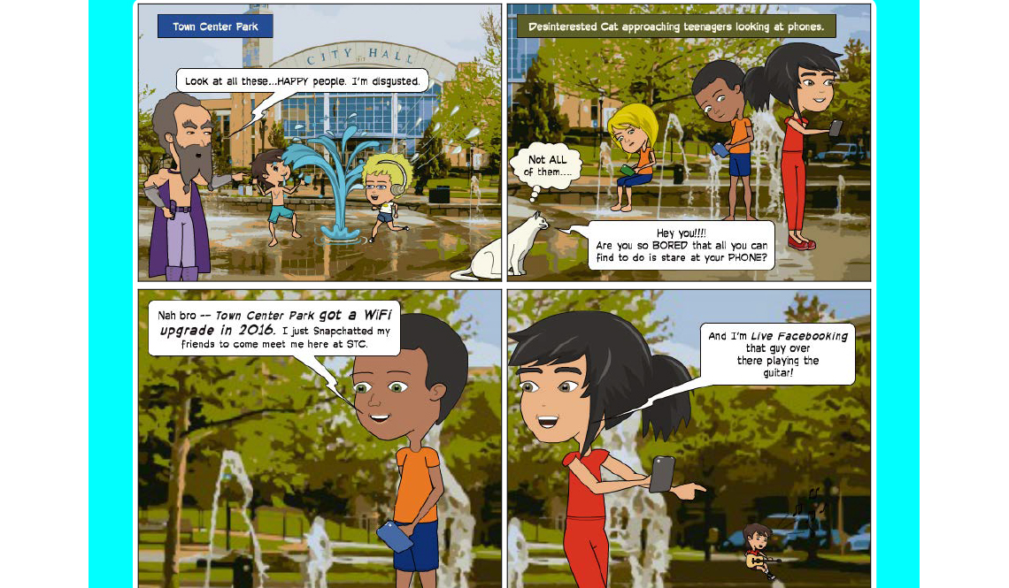 A scene from the comic book annual report by the City of Suwanee, Georgia