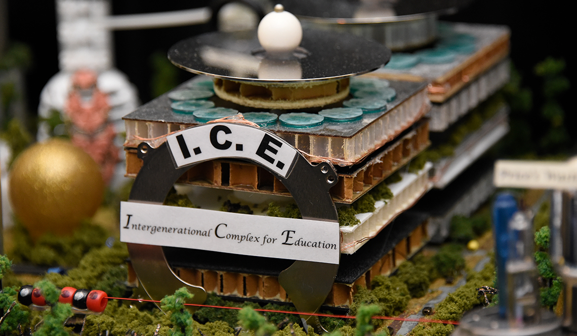 The Intergenerational Complex for Education is a building in the Alabama team's Future City Competition display.