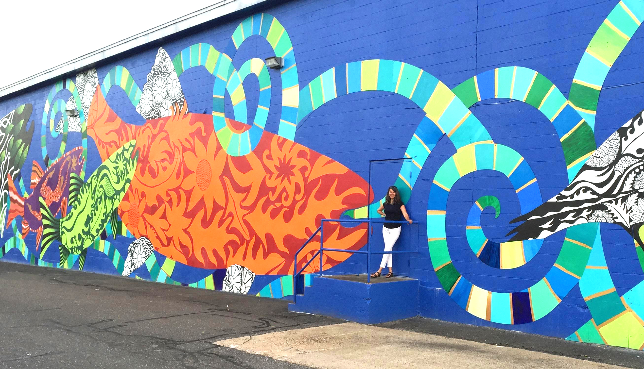 Danielle Mailer FishTales mural in Torrington Connecticut