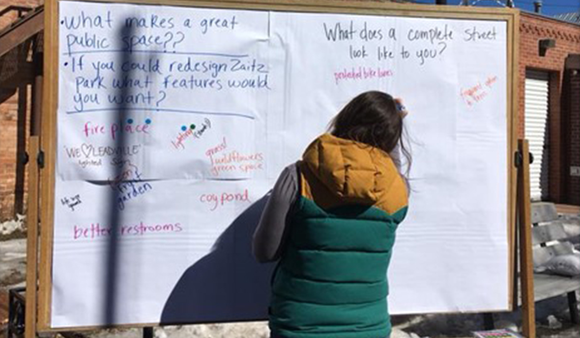 A community suggestions board in Leadville, Colorado