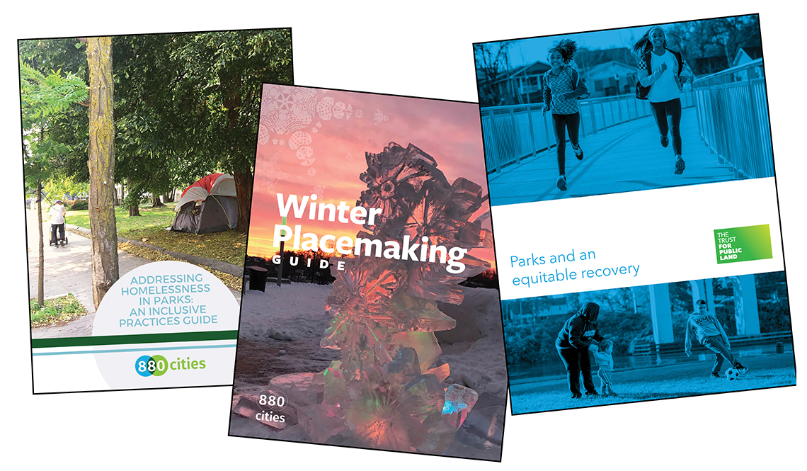 The covers of three companion publications to Creating Parks and Public Spaces for People of All Ages