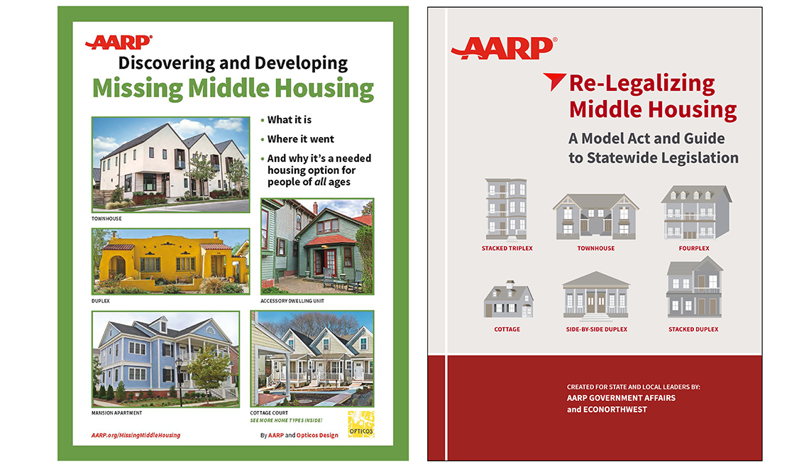 The covers of two AARP publications about Missing Middle Housing