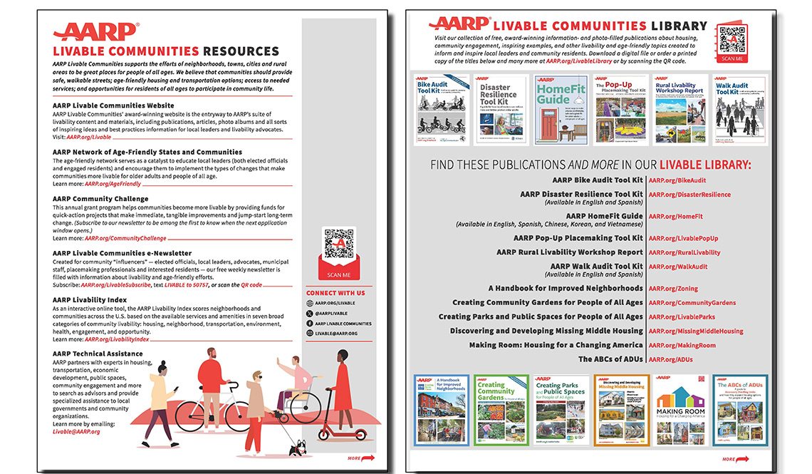 Image of the two-page AARP Livable Communities handout