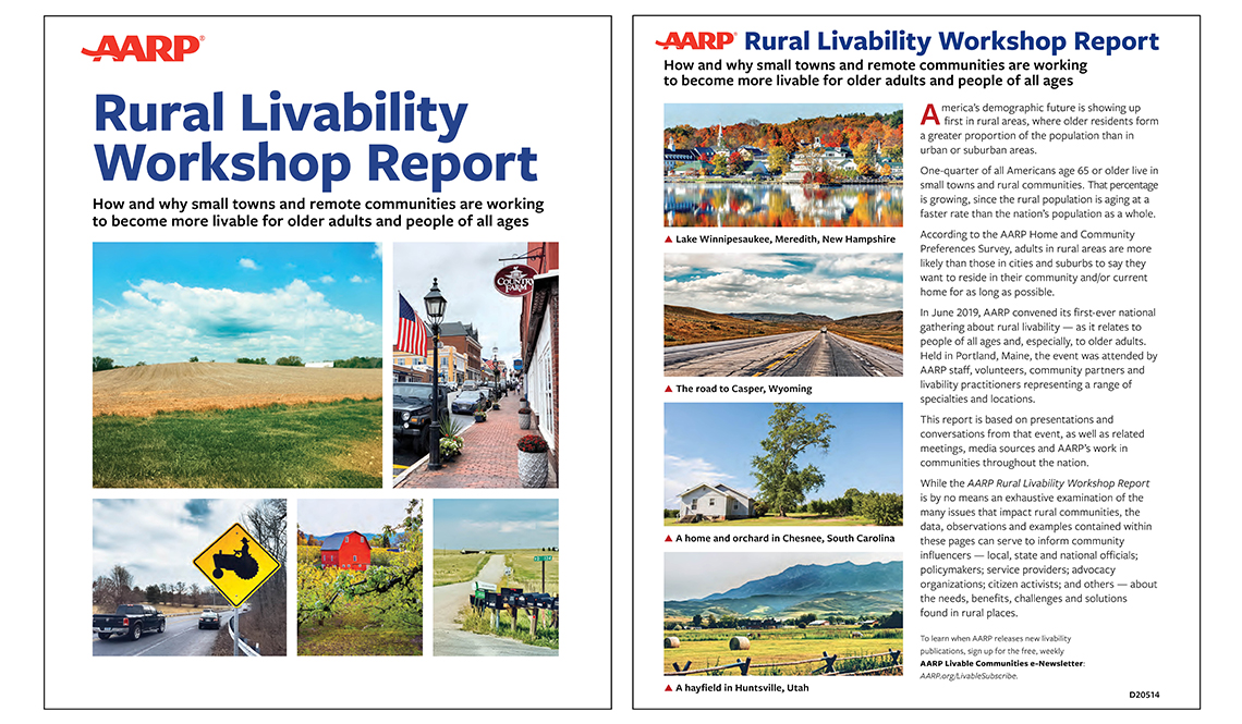 Front and back covers of the AARP Rural Livability Workshop Report
