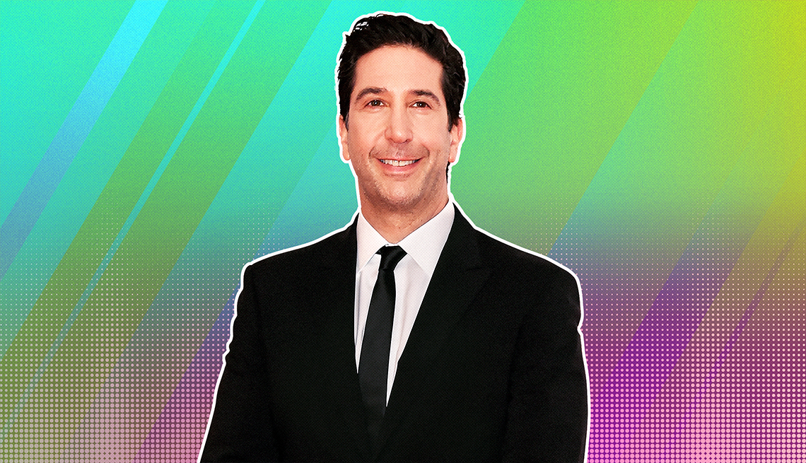 item 29 of Gallery image - David Schwimmer smiling against rainbow ombre background