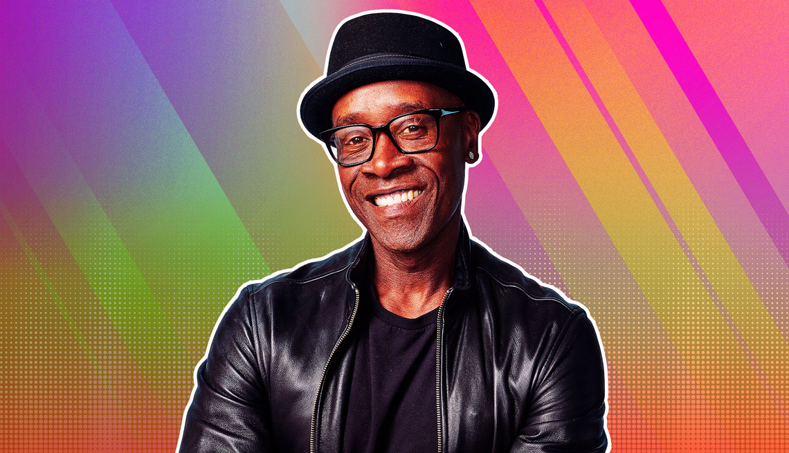 item 2 of Gallery image - Don Cheadle outlined against a rainbow ombre background