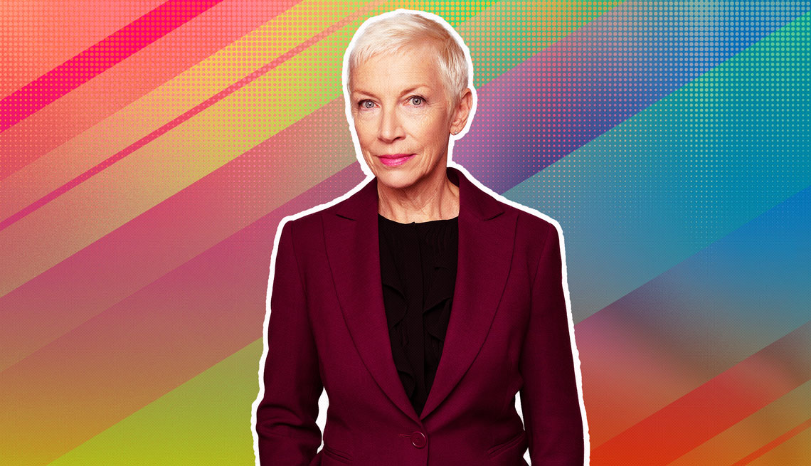 item 7 of Gallery image - Annie Lennox outlined against a rainbow ombre background