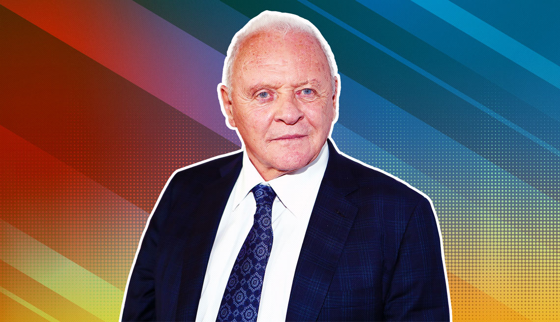 item 1 of Gallery image - Anthony Hopkins outlined against a rainbow ombre background