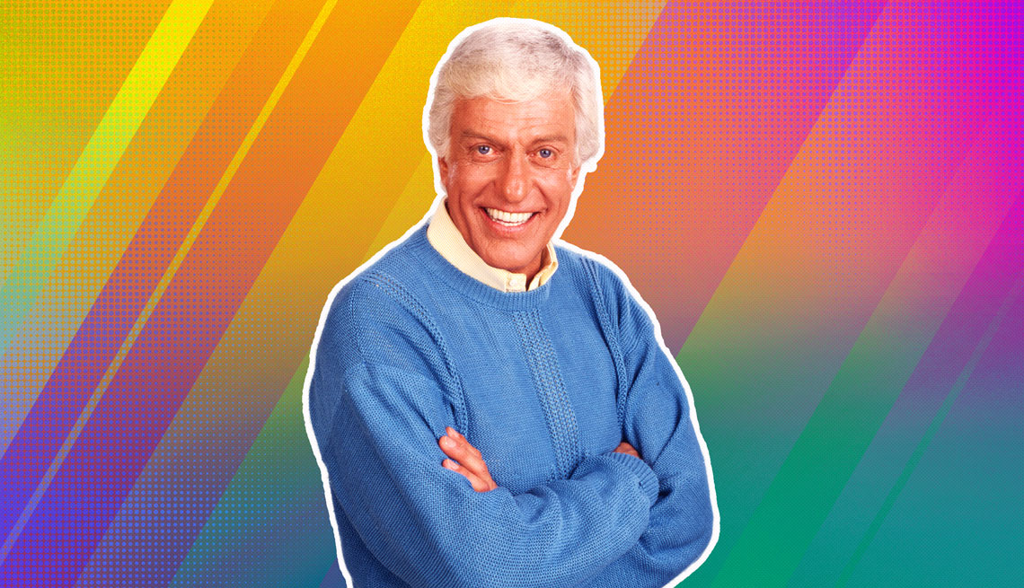 item 19 of Gallery image - Dick Van Dyke outlined against a rainbow ombre background