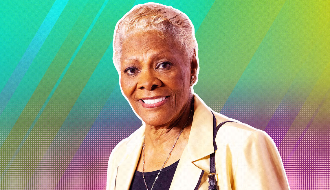 item 20 of Gallery image - Dionne Warwick outlined against a rainbow ombre background