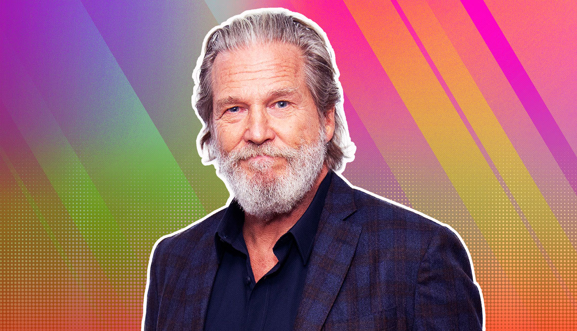 item 28 of Gallery image - Jeff Bridges outlined against a rainbow ombre background