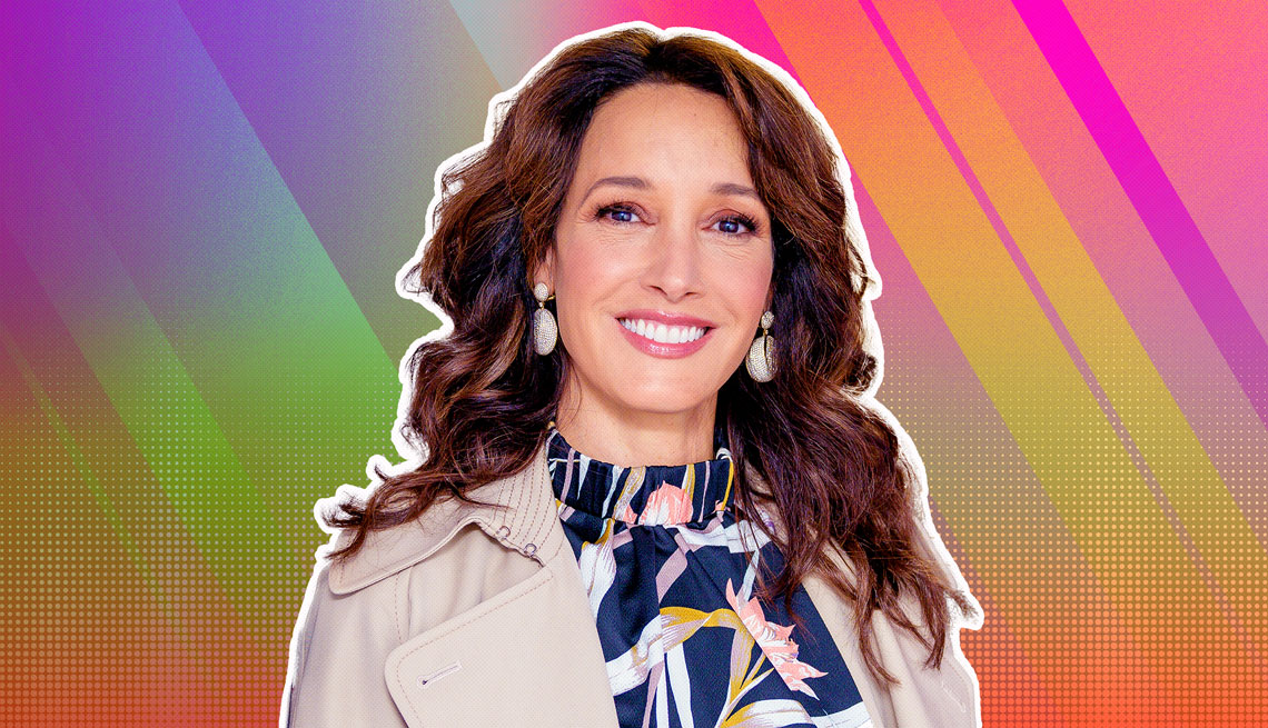 item 13 of Gallery image - Jennifer Beals outlined against a rainbow ombre background