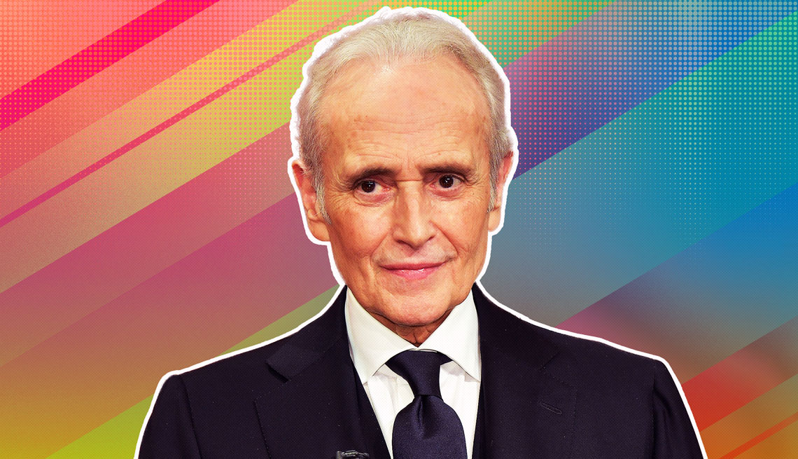 item 27 of Gallery image - José Carreras outlined against a rainbow ombre background