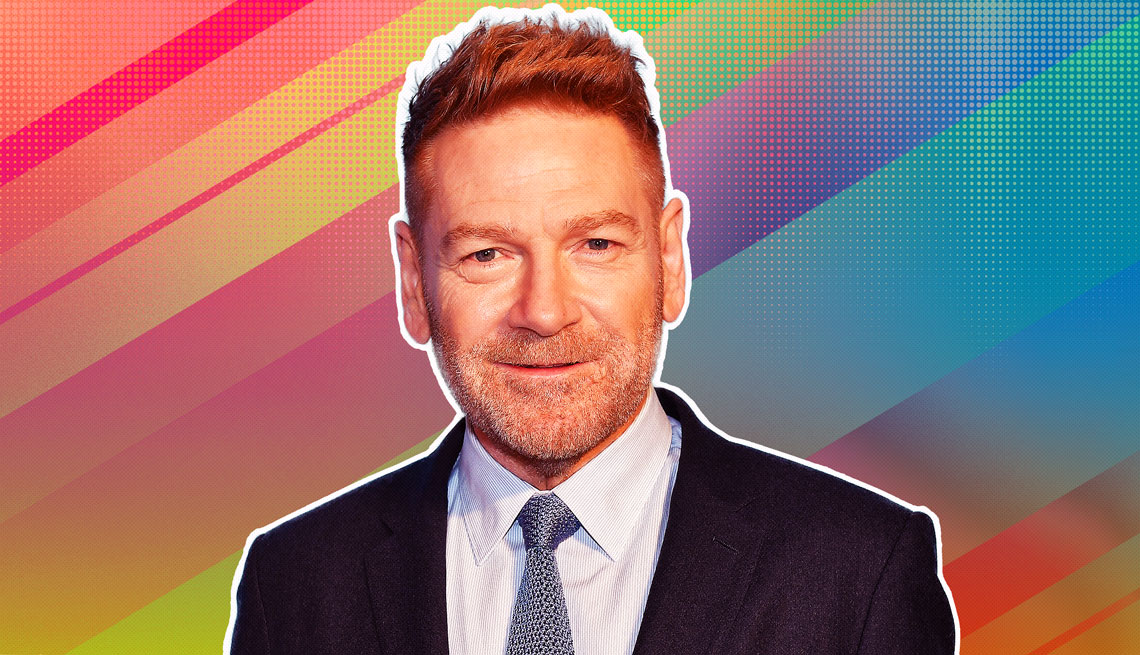 item 22 of Gallery image - Kenneth Branagh outlined against a rainbow ombre background