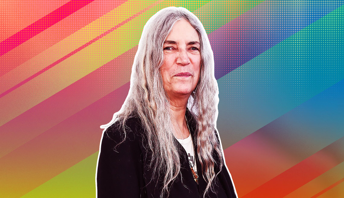 item 2 of Gallery image - Patti Smith outlined against a rainbow ombre background