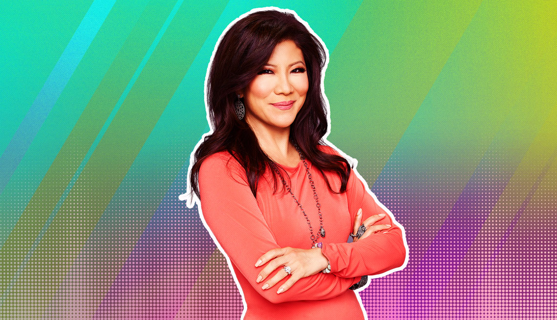 item 19 of Gallery image - Julie Chen outlined against a rainbow ombre background