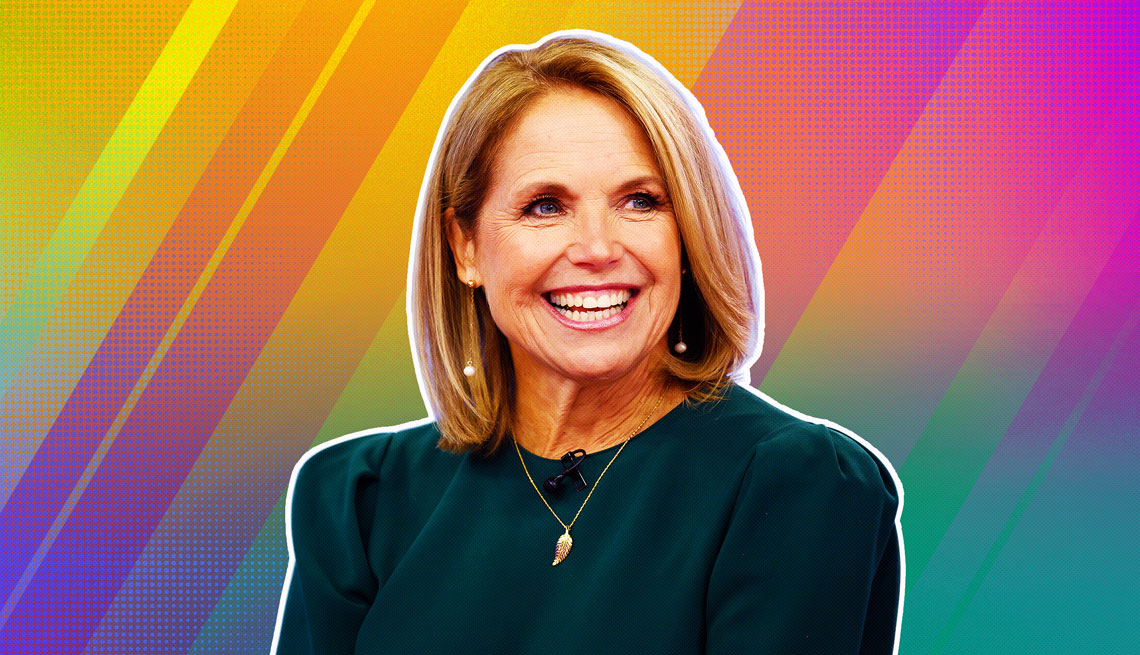 item 18 of Gallery image - Katie Couric outlined against a rainbow ombre background