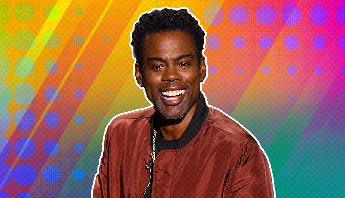 item 22 of Gallery image - Chris Rock outlined against a rainbow ombre background