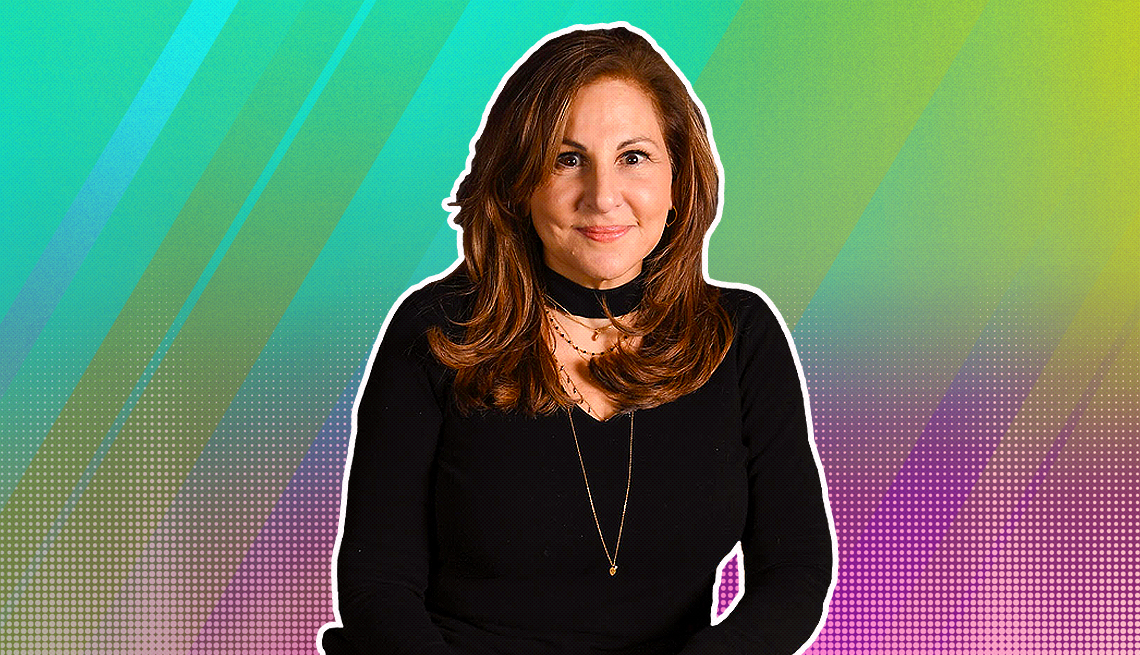 item 23 of Gallery image - Kathy Najimy outlined against a rainbow ombre background