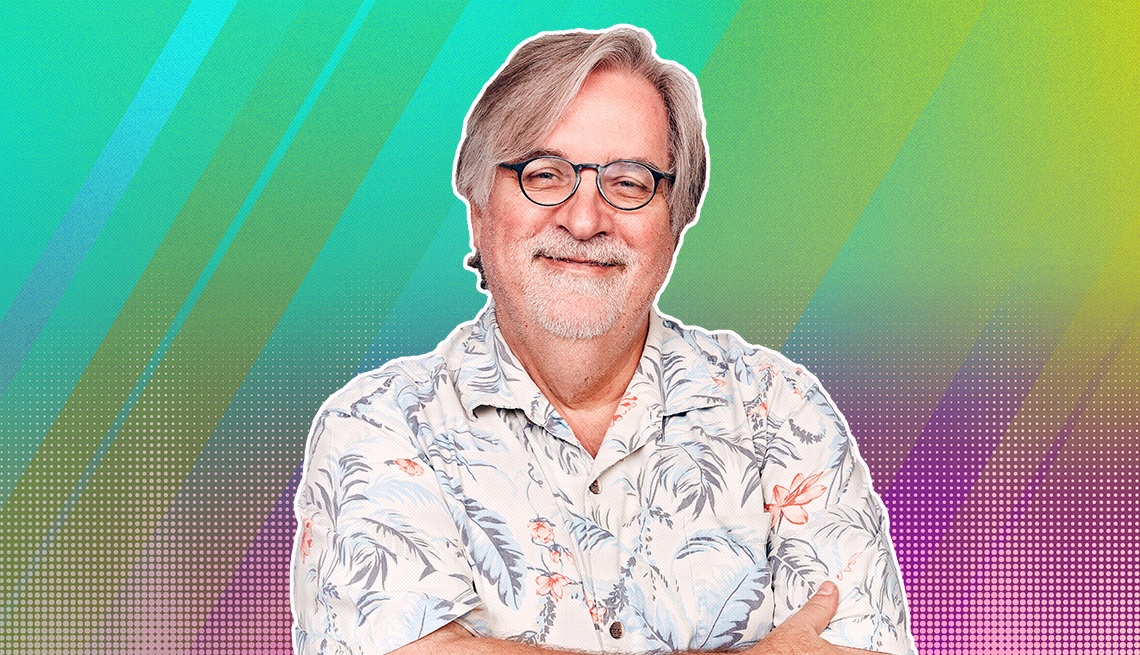 item 14 of Gallery image - Matt Groening outlined against a rainbow ombre background