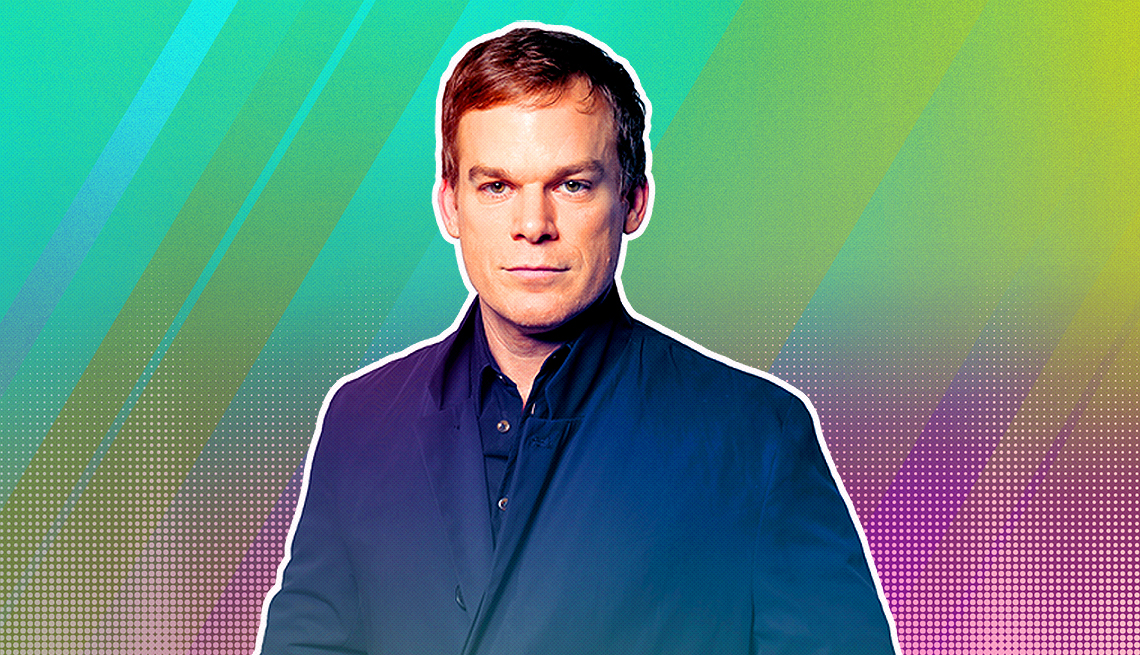 item 28 of Gallery image - Michael C. Hall outlined against a rainbow ombre background