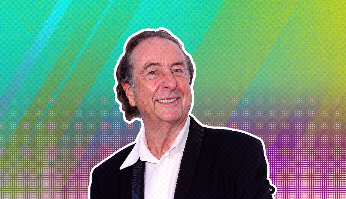 item 3 of Gallery image - Eric Idle outlined against a rainbow ombre background