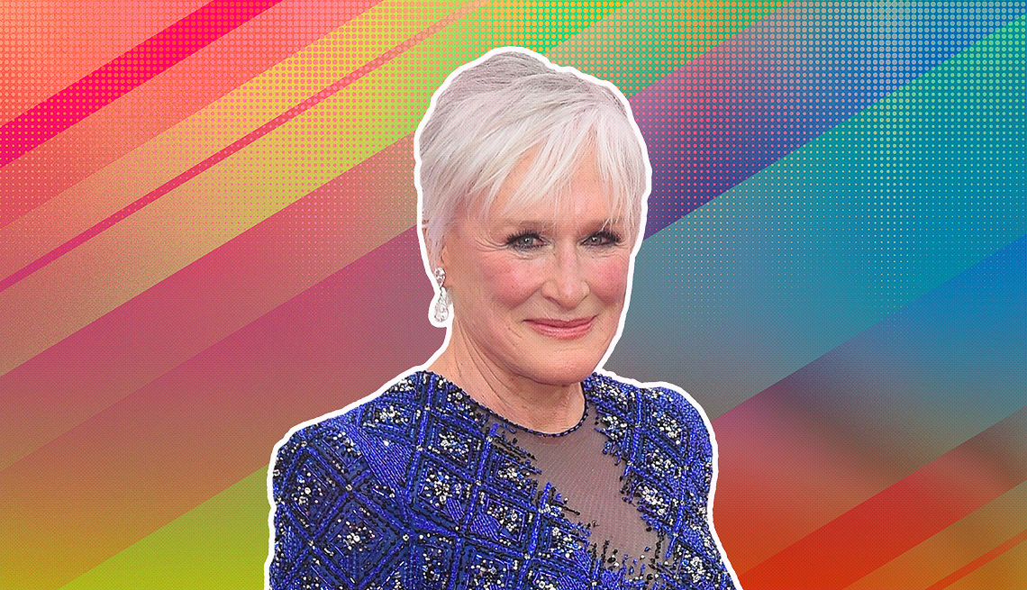 item 13 of Gallery image - Glenn Close outlined against a rainbow ombre background