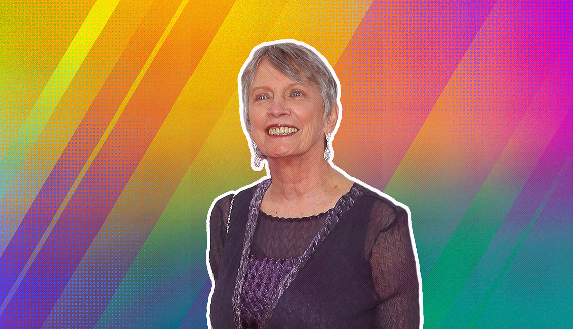 item 12 of Gallery image - Lois Lowry outlined against a rainbow ombre background