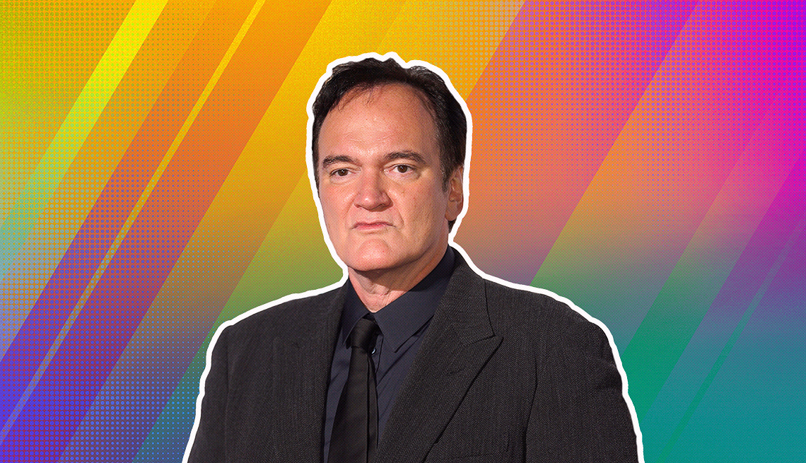 item 5 of Gallery image - Quentin Tarantino outlined against a rainbow ombre background