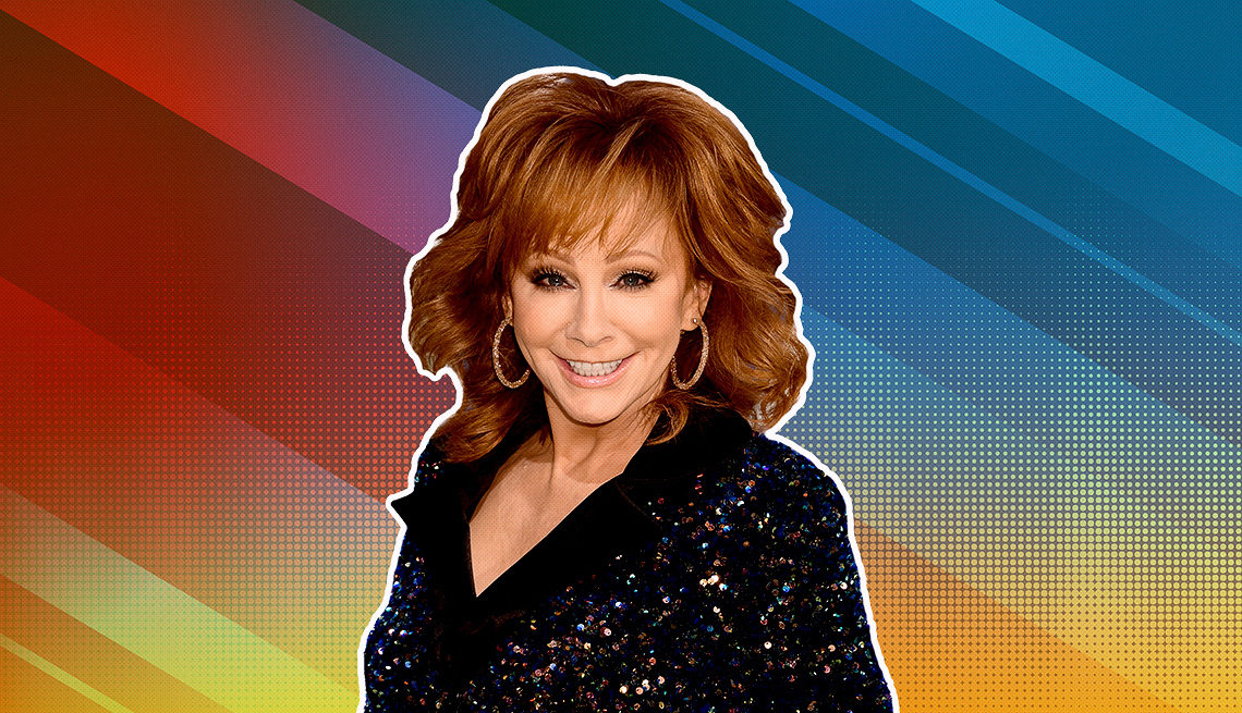 item 4 of Gallery image - Reba McEntire outlined against a rainbow ombre background