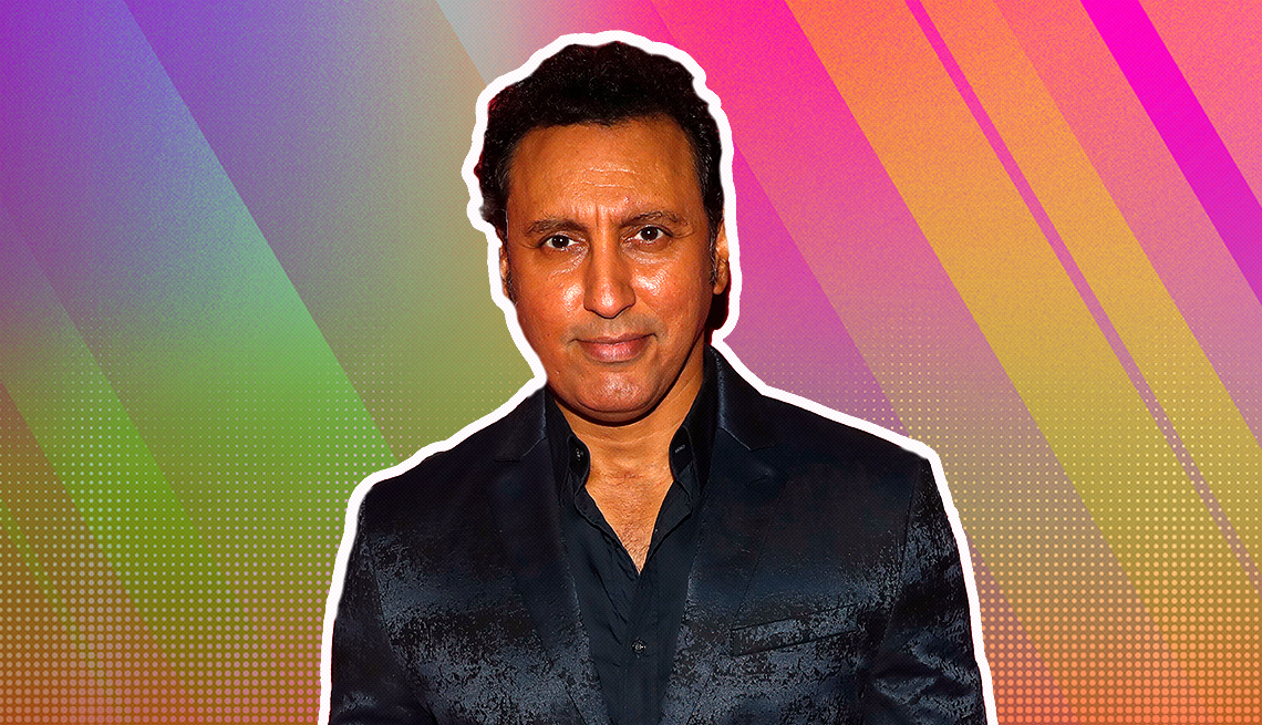 item 27 of Gallery image - Aasif Mandvi outlined against a rainbow ombre background