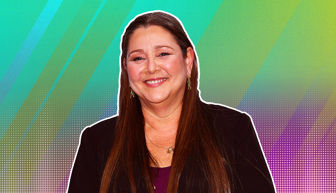 item 24 of Gallery image - Camryn Manheim outlined against a rainbow ombre background