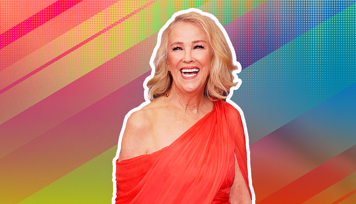 item 28 of Gallery image - Catherine O'Hara outlined against a rainbow ombre background