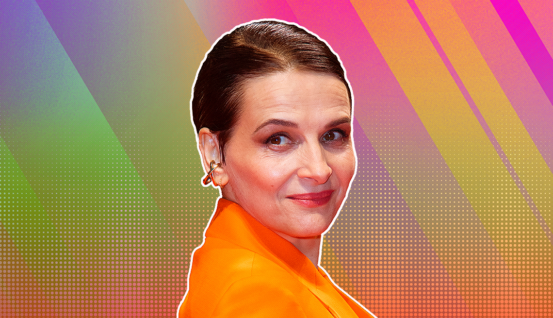 item 23 of Gallery image - Juliette Binoche outlined against a rainbow ombre background