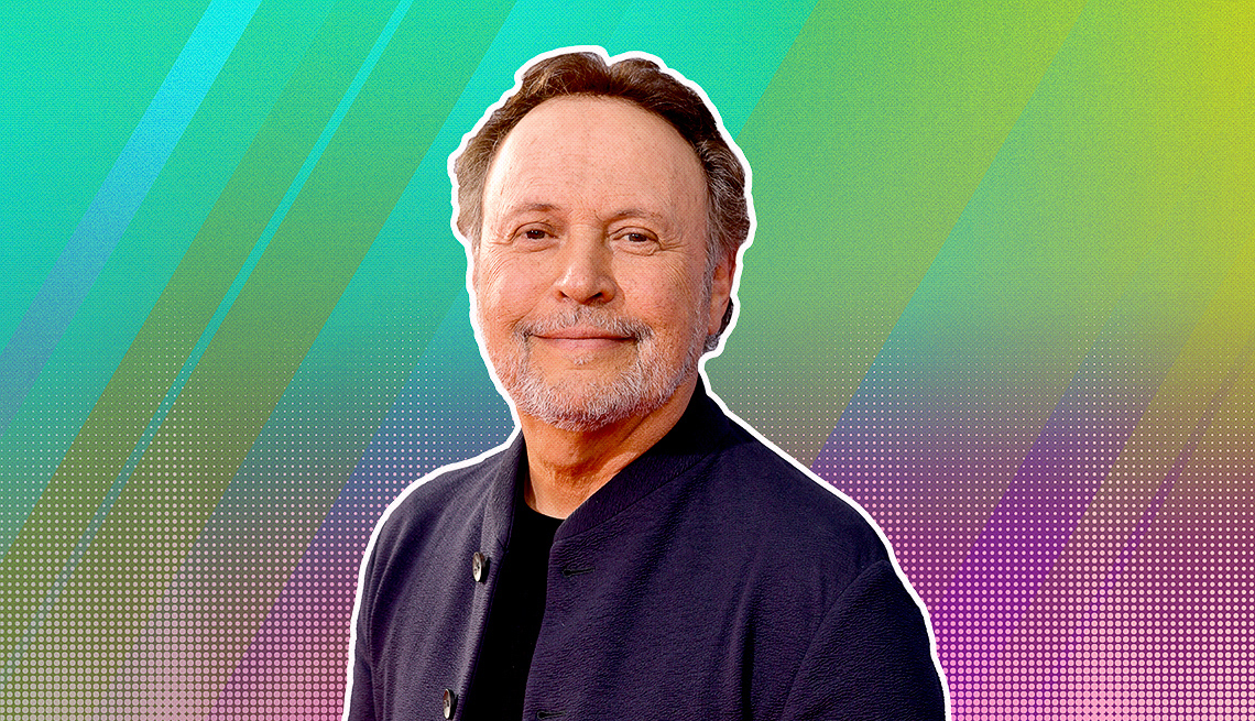 item 18 of Gallery image - Billy Crystal outlined against a rainbow ombre background