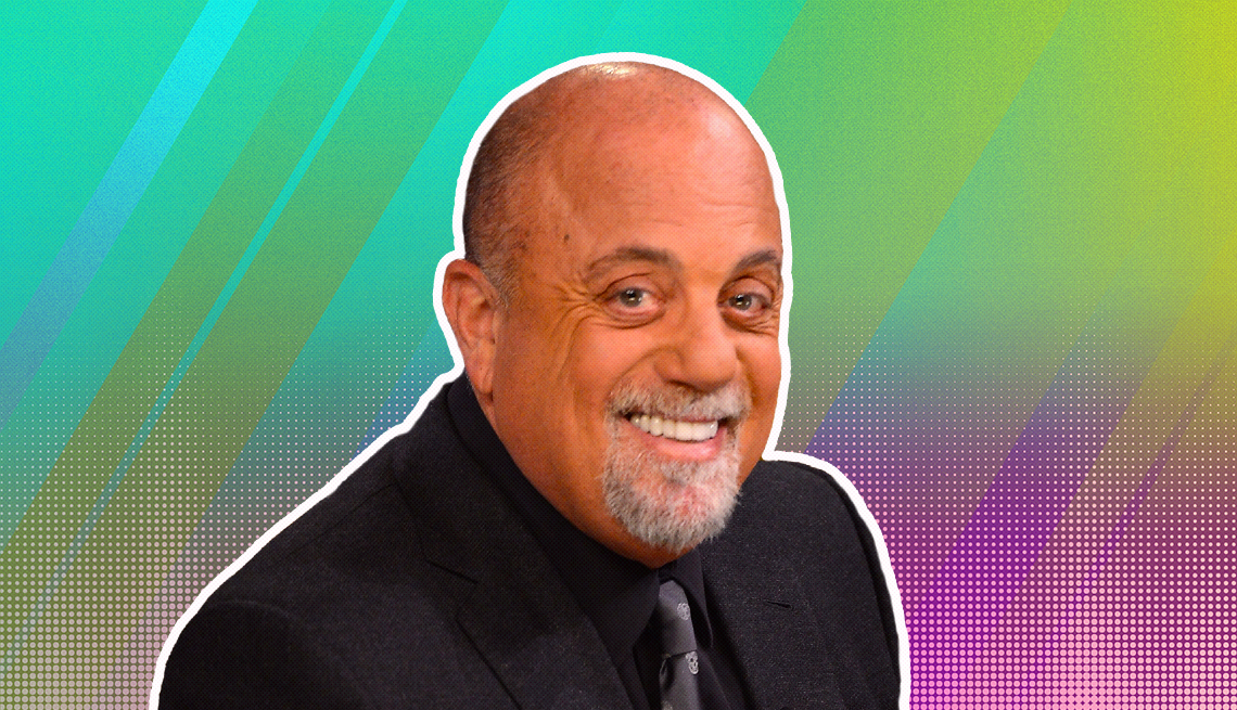 item 22 of Gallery image - Billy Joel outlined against a rainbow ombre background