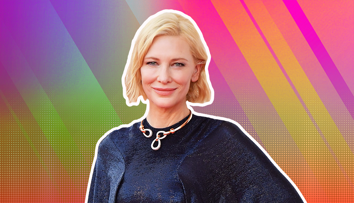 item 17 of Gallery image - Cate Blanchett outlined against a rainbow ombre background
