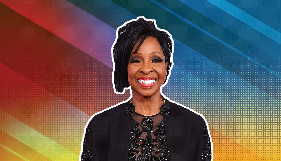 item 3 of Gallery image - Gladys Knight outlined against a rainbow ombre background