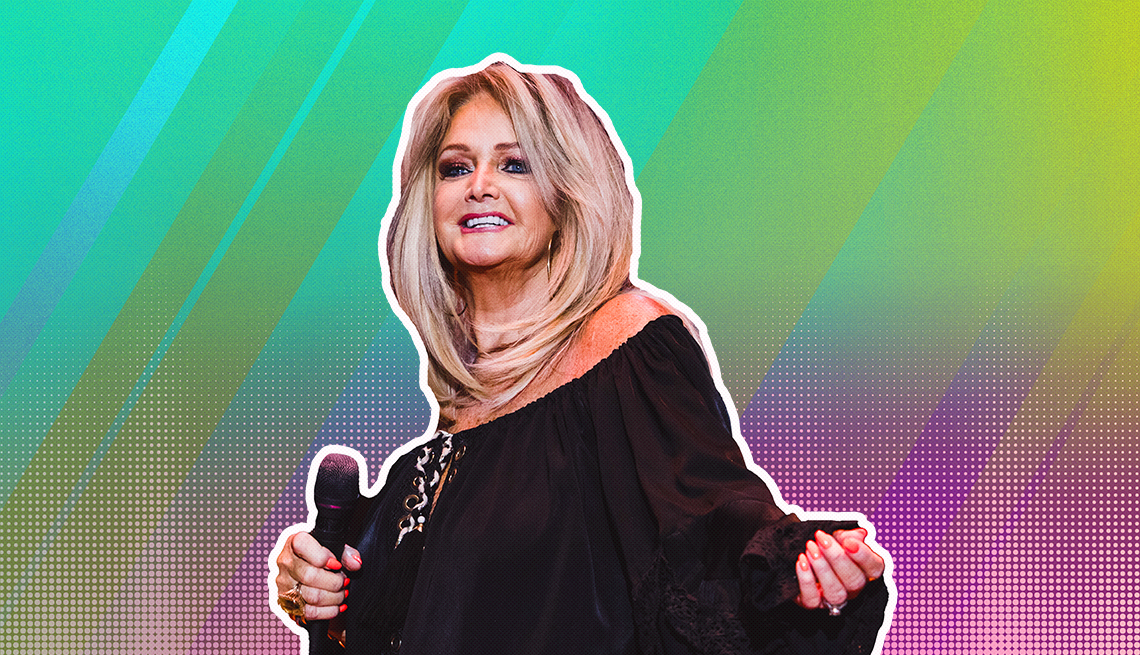 item 19 of Gallery image - Bonnie Tyler outlined against a rainbow ombre background